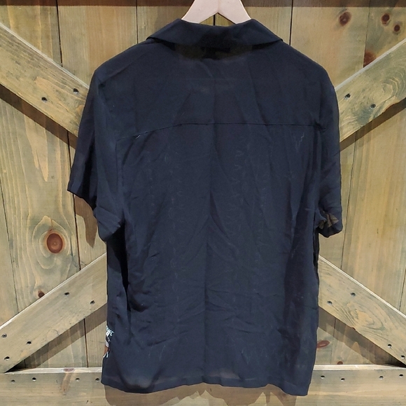 ASOS Design Mens Black Sheer Casual Button Down Shirt Geometric Patterns Sequins - Picture 5 of 6